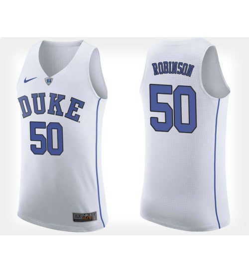 Duke Blue Devils 50 Justin Robinson White Road College Basketball Jersey stitched retro jersey