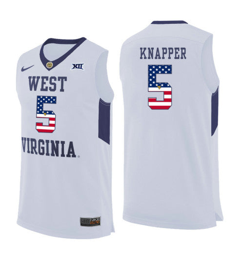 West Virginia Mountaineers 5 On Knapper College Basketball Jersey White 5755 | Stitched Jersey RTJS 5993