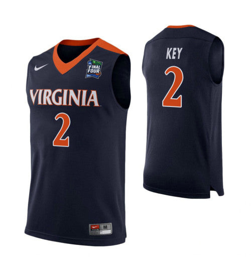 Braxton Key Virginia Cavaliers #2 Navy stitched throwback college basketball jersey
