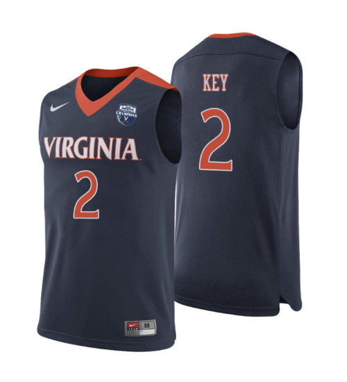 Key Champions Virginia Cavaliers Braxton Navy stitched throwback college basketball jersey
