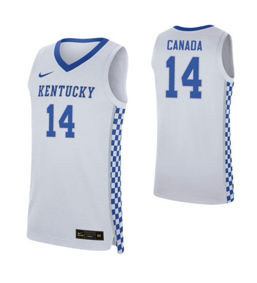 Kentucky Wildcats 14 Brennan Canada White College Basketball Jersey stitched retro jersey