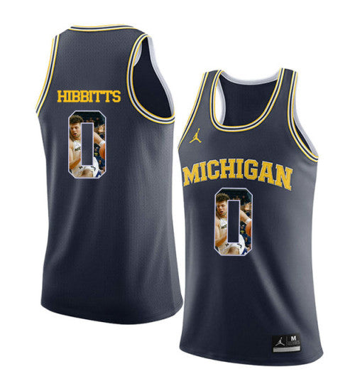 Michigan Wolverines #0 Brent Hibbitts College Basketball Jersey Navy 8882 stitched college jersey