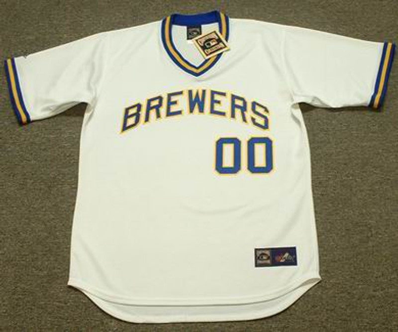 Milwaukee Brewers 1970s Cooperstown Name Number MLB jersey front view
