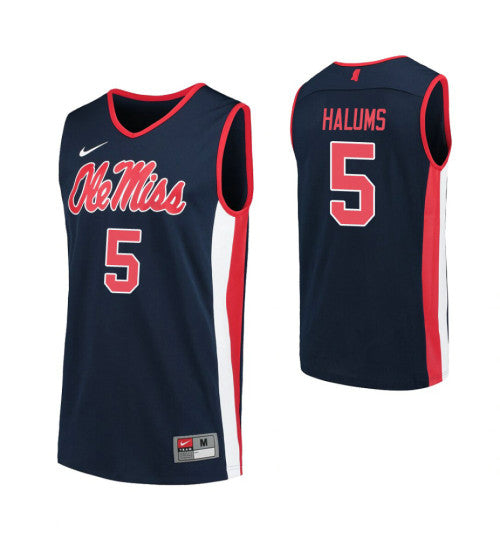 Ole Miss Rebels 5 Brian Halums College Basketball Jersey Navy | Stitched Jersey RTJS 7560