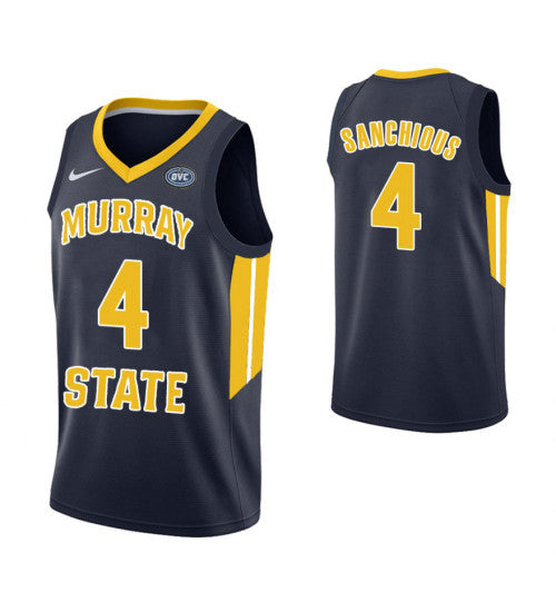 Murray State Racers #4 Brion Sanchious College Basketball Jersey Navy stitched college jersey