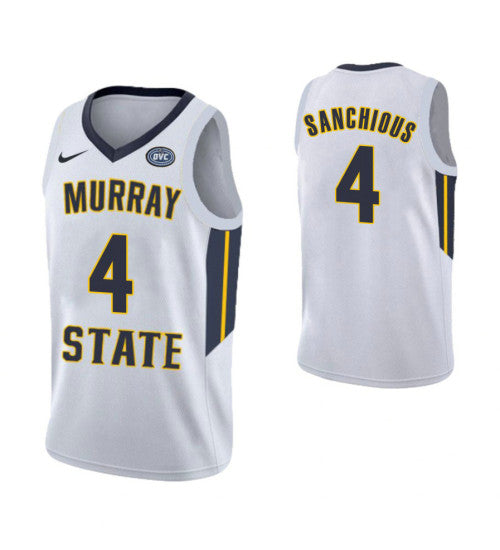 Murray State Racers 4 Brion Sanchious College Basketball Jersey White | Stitched Jersey RTJS 8282