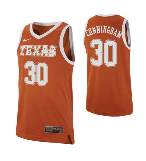 Brock Cunningham College Basketball Jersey Texas Orange Texas Longhorns stitched basketball jersey for game day fanwear