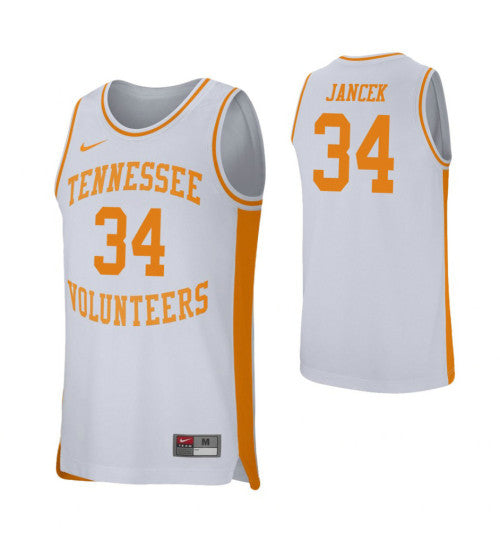 Tennessee Volunteers Brock Jancek White stitched throwback college basketball jersey