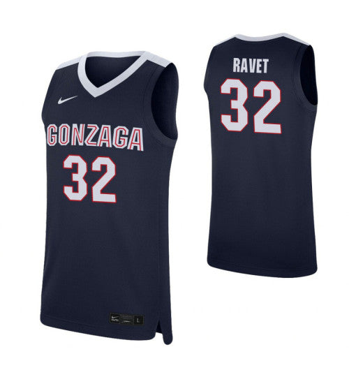Gonzaga Bulldogs 32 Brock Ravet Navy College Basketball Jersey stitched retro jersey