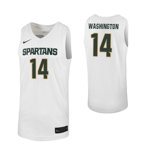 Brock Washington College Basketball Jersey White Michigan State Spartans | Stitched Jersey RTJS 5328