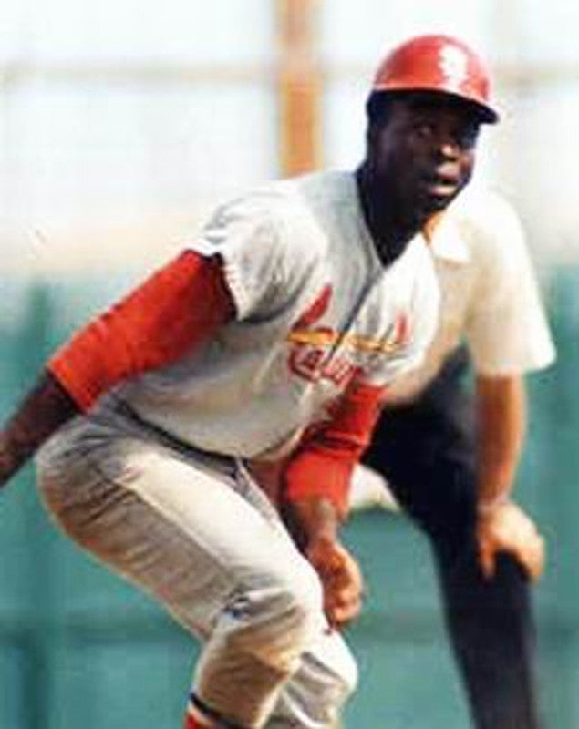 Lou Brock St Louis Cardinals 1967 Cooperstown Throwback Away Stitched Jersey jersey front view