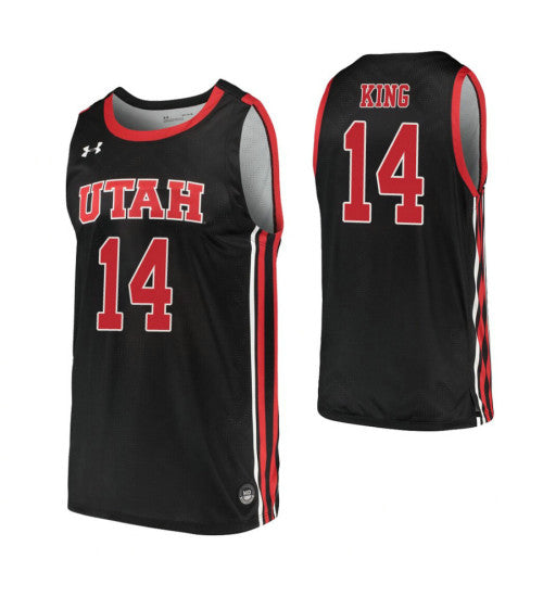 Brooks King Utah Utes #14 Black stitched throwback college basketball jersey