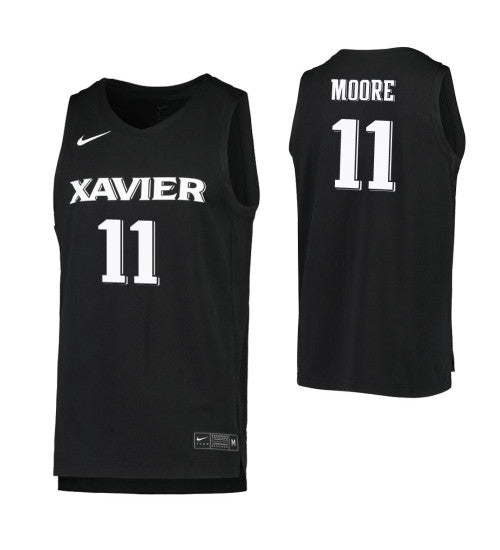 Xavier Musketeers Bryce Moore #11 Black stitched throwback college basketball jersey