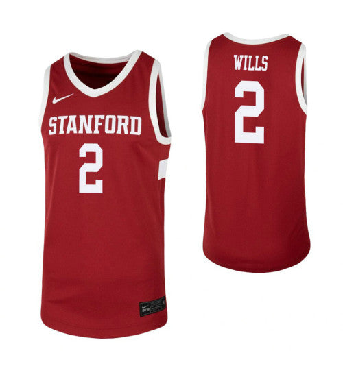 Stanford Bryce Wills Cardinal #2 stitched throwback college basketball jersey