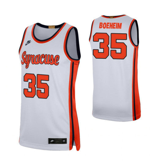 Limited White Syracuse Buddy Boeheim #35 Orange stitched throwback college basketball jersey