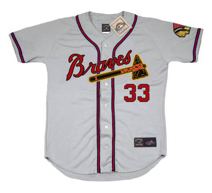 Lew Burdette Milwaukee Braves 1955 Away Throwback Baseball Jersey jersey front view