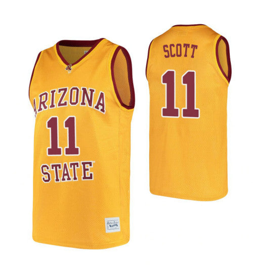 Arizona State Sun Devils 11 Byron Scott Alumni College Basketball Jersey Gold stitched basketball jersey for game day fanwear