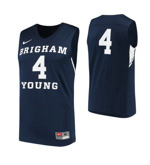 Byu Cougars 4 College Basketball Jersey Navy | Stitched Jersey RTJS 5258
