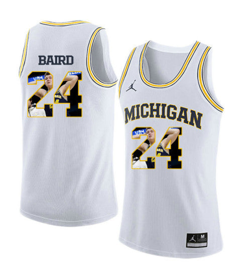 Michigan Wolverines 24 Cj Baird College Basketball Jersey White 3198 | Stitched Jersey RTJS 8550