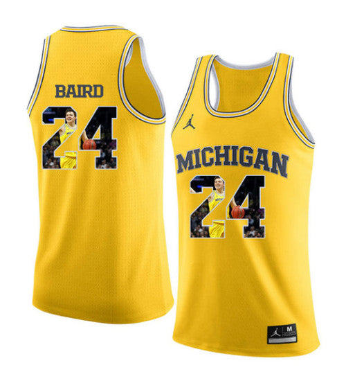 Michigan Wolverines 24 Cj Baird College Basketball Jersey Yellow 3200 | Stitched Jersey RTJS 8548
