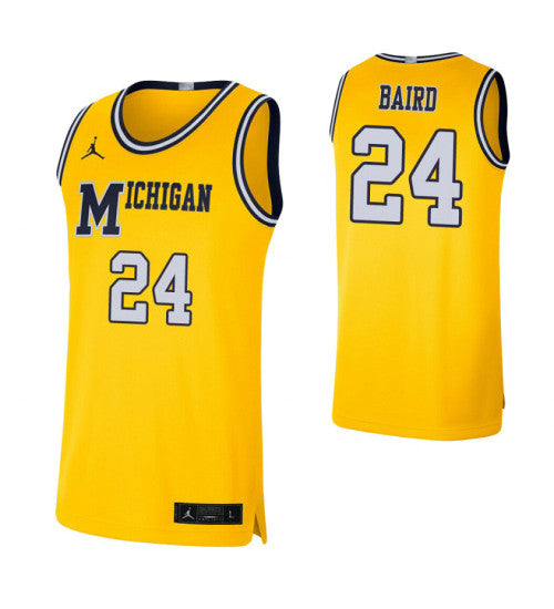 Michigan Wolverines #24 Cj Baird Maize College Basketball Jersey stitched college jersey