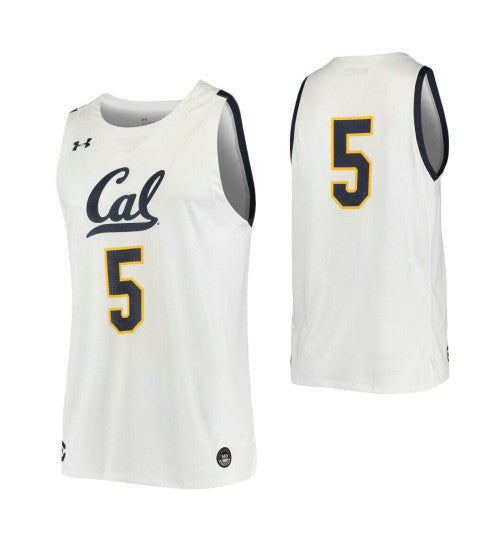 Cal Bears 5 College Basketball Jersey White stitched basketball jersey for game day fanwear
