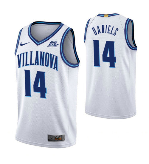 Villanova Wildcats Caleb Daniels #14 White stitched throwback college basketball jersey