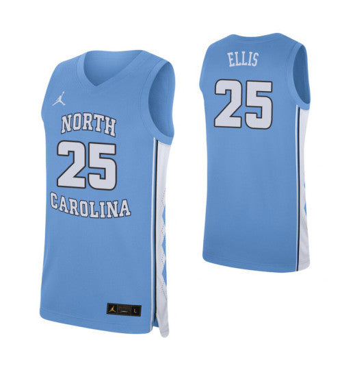 North Carolina Tar Heels #25 Caleb Ellis Carolina Blue College Basketball Jersey stitched college jersey