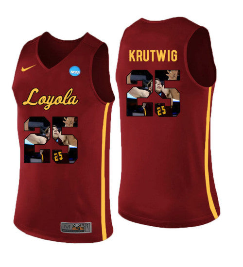 Loyola Chi Ramblers 25 Cameron Krutwig College Basketball Jersey Red | Stitched Jersey RTJS 3390