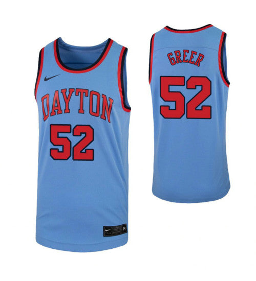 Camron Greer College Basketball Jersey Light Blue Dayton Flyers stitched basketball jersey for game day fanwear
