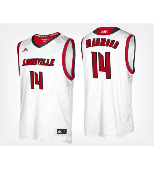 Louisville Cardinals 14 Anas Mahmoud White Road College Basketball Jersey stitched retro jersey
