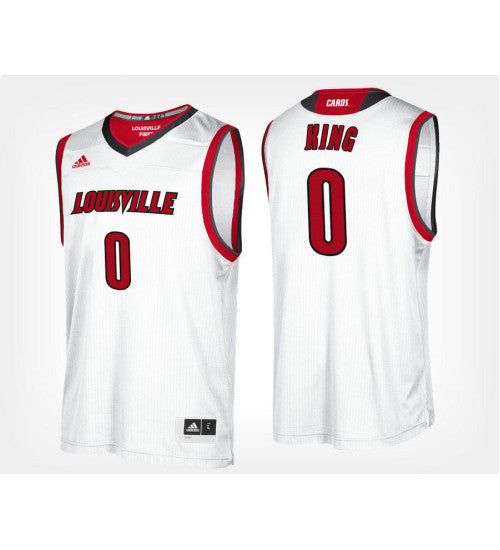 Louisville Cardinals 0 Vj King White Road College Basketball Jersey stitched retro jersey
