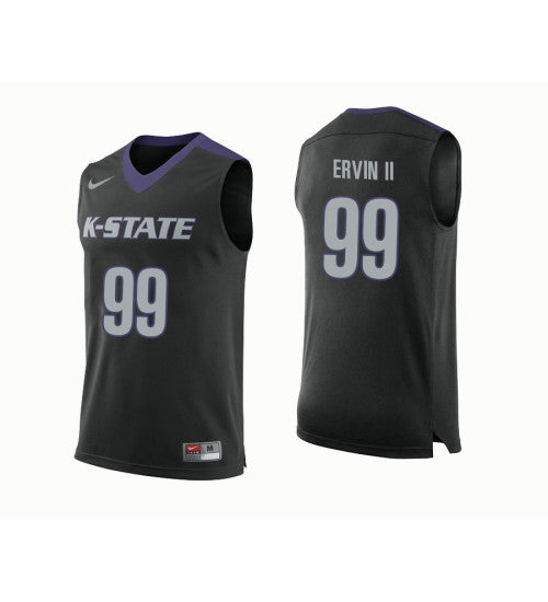 Kansas State Wildcats 99 Carlbe Ervin Ii College Basketball Jersey Black stitched retro jersey