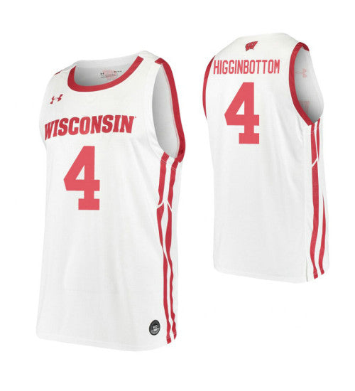 Carter Higginbottom College Basketball Jersey White Wisconsin Badgers stitched basketball jersey for game day fanwear
