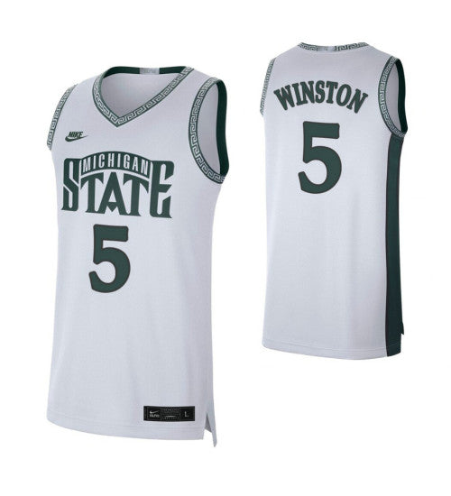 Michigan State Spartans #5 Cassius Winston White College Basketball Jersey 8848 stitched college jersey