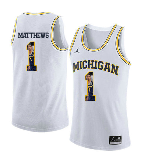 Michigan Wolverines 1 Charles Matthews College Basketball Jersey White 3083 | Stitched Jersey RTJS 8665