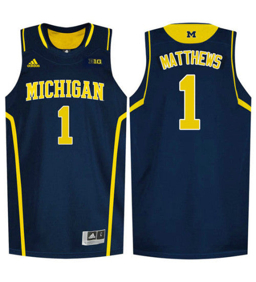 Michigan Wolverines 1 Charles Matthews College Basketball Jersey Navy 3082 | Stitched Jersey RTJS 8666