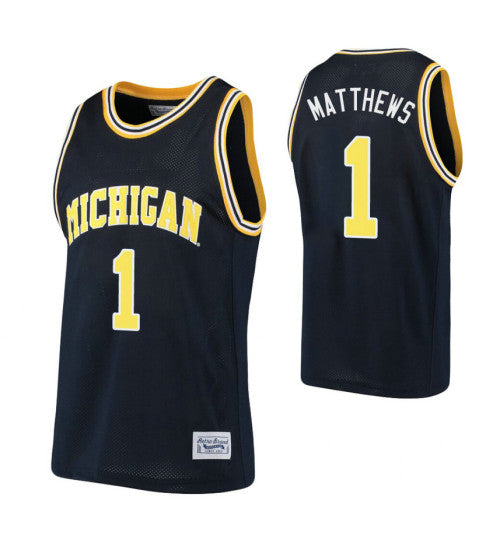 Michigan Wolverines 1 Charles Matthews Navy College Basketball Jersey 3092 | Stitched Jersey RTJS 8656