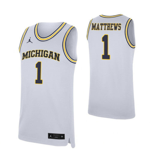 Michigan Wolverines 1 Charles Matthews White College Basketball Jersey | Stitched Jersey RTJS 8655
