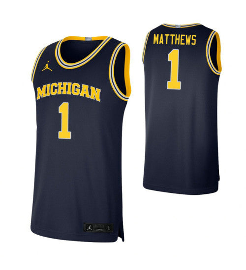 Michigan Wolverines #1 Charles Matthews Navy College Basketball Jersey 8906 stitched college jersey