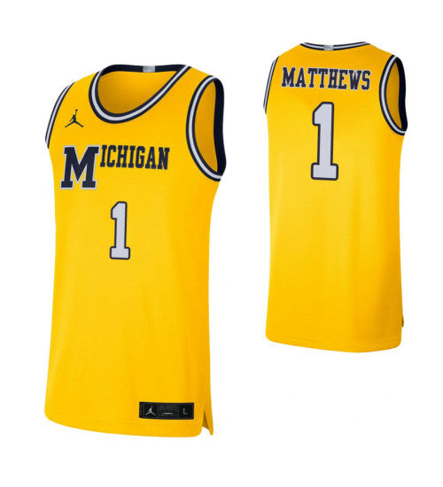 Michigan Wolverines #1 Charles Matthews Retro Limited College Basketball Jersey Maize stitched college jersey