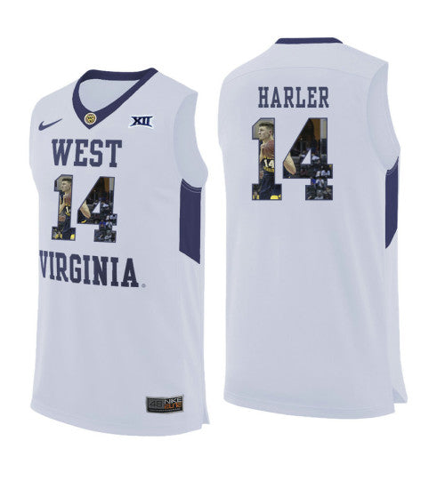 West Virginia Mountaineers Chase Harler 11432 #14 White stitched throwback college basketball jersey