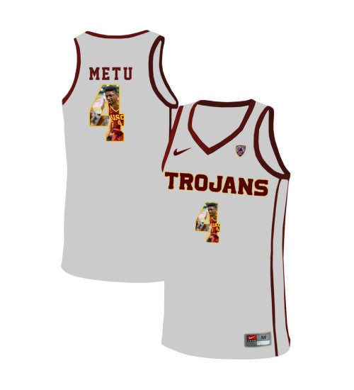 USC Trojans Chimezie Metu 11018 #4 White stitched throwback college basketball jersey