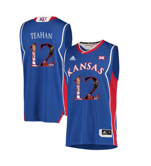 Kansas Jayhawks 12 Chris Teahan College Basketball Jersey Royal 1979 stitched retro jersey