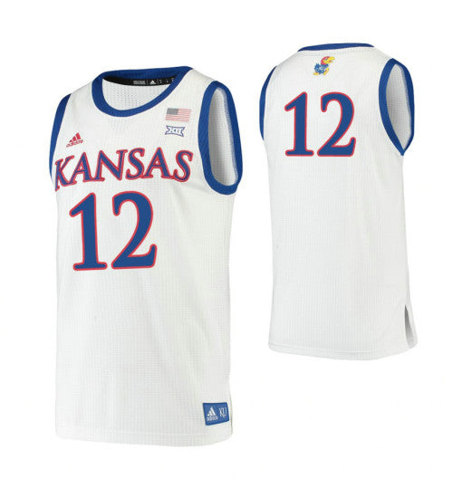 Kansas Jayhawks 12 Chris Teahan White College Basketball Jersey stitched retro jersey