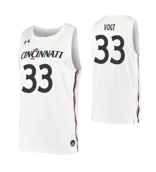 Cincinnati Bearcats 33 Chris Vogt White College Basketball Jersey stitched basketball jersey for game day fanwear