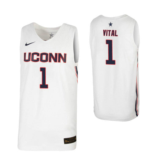 Uconn Huskies 1 Christian Vital White College Basketball Jersey | Stitched Jersey RTJS 6631