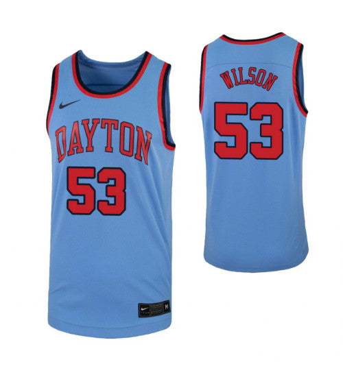 Christian Wilson College Basketball Jersey Light Blue Dayton Flyers | Stitched Jersey RTJS 5135