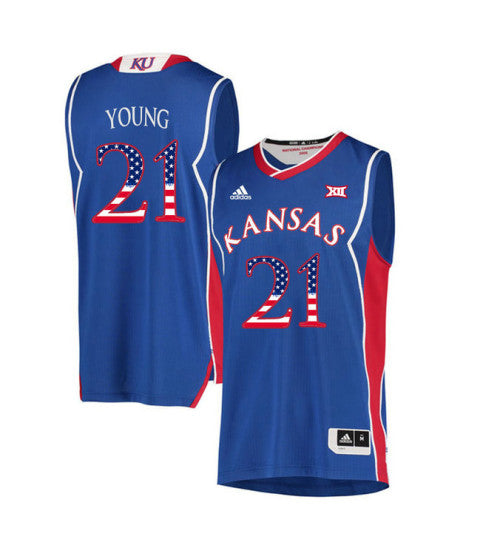 Kansas Jayhawks 21 Clay Young College Basketball Jersey Royal 2019 stitched retro jersey