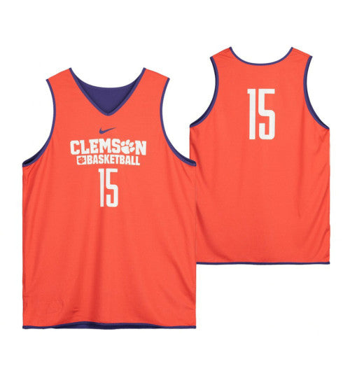 Clemson Tigers Orange Team Issued 15 College Basketball Jersey From The Basketball Program | Stitched Jersey RTJS 5069
